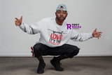 Spread Love Unisex Sweatshirt W/Black & Red Letters--Tiffy Rocks Apparel