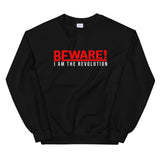 Beware I Am The Revolution Unisex Sweatshirt W/Red and White Letters-Black-S-Tiffy Rocks Apparel