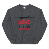 Spread Love Unisex Sweatshirt W/Black & Red Letters-Dark Heather-S-Tiffy Rocks Apparel