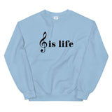 Music is Life Unisex Sweatshirt-Light Blue-S-Tiffy Rocks Apparel