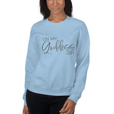 On My Goddess-ish Unisex Sweatshirt W/Grey Letters-Light Blue-S-Tiffy Rocks Apparel