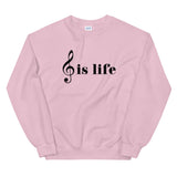 Music is Life Unisex Sweatshirt-Light Pink-S-Tiffy Rocks Apparel