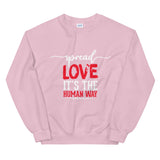 Spread Love Unisex Sweatshirt W/White & Red Letters-Light Pink-S-Tiffy Rocks Apparel