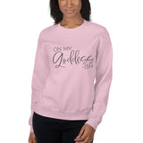 On My Goddess-ish Unisex Sweatshirt W/Grey Letters-Light Pink-S-Tiffy Rocks Apparel