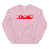 Beware I Am The Revolution Unisex Sweatshirt W/Red and White Letters-Light Pink-S-Tiffy Rocks Apparel