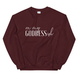 On My Goddess-ish Unisex Sweatshirt W/White Letters-Maroon-S-Tiffy Rocks Apparel