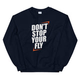 Don't Stop Your Fly Unisex Sweatshirt W/White Letters-Navy-S-Tiffy Rocks Apparel