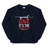 Spread Love Unisex Sweatshirt W/White & Red Letters-Navy-S-Tiffy Rocks Apparel