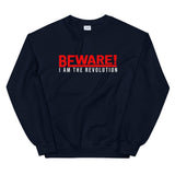 Beware I Am The Revolution Unisex Sweatshirt W/Red and White Letters-Navy-S-Tiffy Rocks Apparel