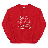 Think I'm Cute Unisex Sweatshirt-Red-S-Tiffy Rocks Apparel