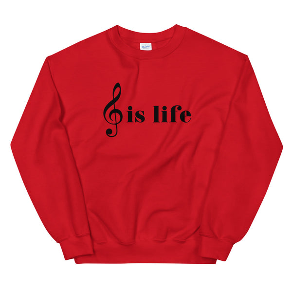 Music is Life Unisex Sweatshirt-Red-S-Tiffy Rocks Apparel