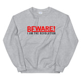 Beware I Am The Revolution Unisex Sweatshirt W/Red & Black Letters-Sport Grey-S-Tiffy Rocks Apparel