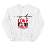 Spread Love Unisex Sweatshirt W/Black & Red Letters-White-S-Tiffy Rocks Apparel