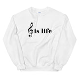 Music is Life Unisex Sweatshirt-White-S-Tiffy Rocks Apparel