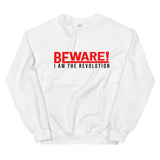 Beware I Am The Revolution Unisex Sweatshirt W/Red & Black Letters-White-S-Tiffy Rocks Apparel