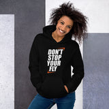 Don't Stop Your Fly Unisex Hoodie W/White Letters-Black-S-Tiffy Rocks Apparel