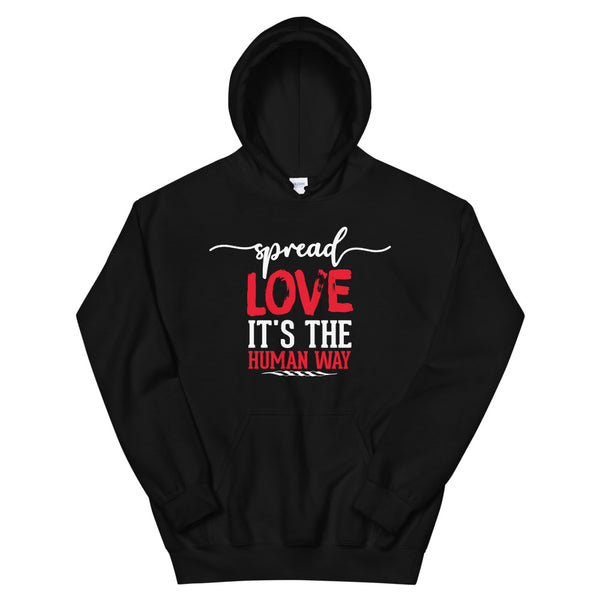 Spread Love Unisex Hoodie W/White & Red Letters-Black-S-Tiffy Rocks Apparel