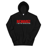 Beware I Am The Revolution Unisex Hoodie W/Red and White Letters-Black-S-Tiffy Rocks Apparel