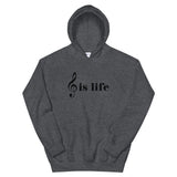 Music is Life Unisex Hoodie-Dark Heather-S-Tiffy Rocks Apparel