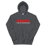 Beware I Am The Revolution Unisex Hoodie W/Red and White Letters-Dark Heather-S-Tiffy Rocks Apparel