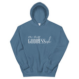 On My Goddess-ish Unisex Hoodie W/White Letters-Indigo Blue-S-Tiffy Rocks Apparel