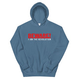 Beware I Am The Revolution Unisex Hoodie W/Red and White Letters-Indigo Blue-S-Tiffy Rocks Apparel