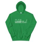 On My Goddess-ish Unisex Hoodie W/White Letters-Irish Green-S-Tiffy Rocks Apparel