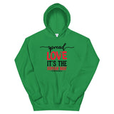 Spread Love Unisex Hoodie W/Black & Red Letters-Irish Green-S-Tiffy Rocks Apparel