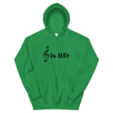 Music is Life Unisex Hoodie-Irish Green-S-Tiffy Rocks Apparel