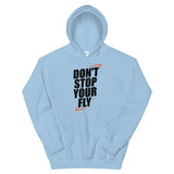 Don't Stop Your Fly Unisex Hoodie W/Black Letters-Light Blue-S-Tiffy Rocks Apparel