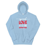 Spread Love Unisex Hoodie W/White & Red Letters-Light Blue-S-Tiffy Rocks Apparel