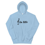 Music is Life Unisex Hoodie-Light Blue-S-Tiffy Rocks Apparel