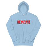 Beware I Am The Revolution Unisex Hoodie W/Red & Black Letters-Light Blue-S-Tiffy Rocks Apparel