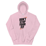 Don't Stop Your Fly Unisex Hoodie W/Black Letters-Light Pink-S-Tiffy Rocks Apparel