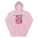 Spread Love Unisex Hoodie W/Black & Red Letters-Light Pink-S-Tiffy Rocks Apparel