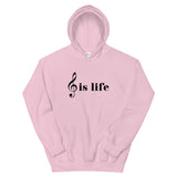 Music is Life Unisex Hoodie-Light Pink-S-Tiffy Rocks Apparel