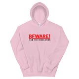 Beware I Am The Revolution Unisex Hoodie W/Red & Black Letters-Light Pink-S-Tiffy Rocks Apparel