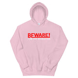 Beware I Am The Revolution Unisex Hoodie W/Red and White Letters-Light Pink-S-Tiffy Rocks Apparel