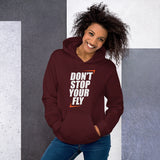 Don't Stop Your Fly Unisex Hoodie W/White Letters-Maroon-S-Tiffy Rocks Apparel