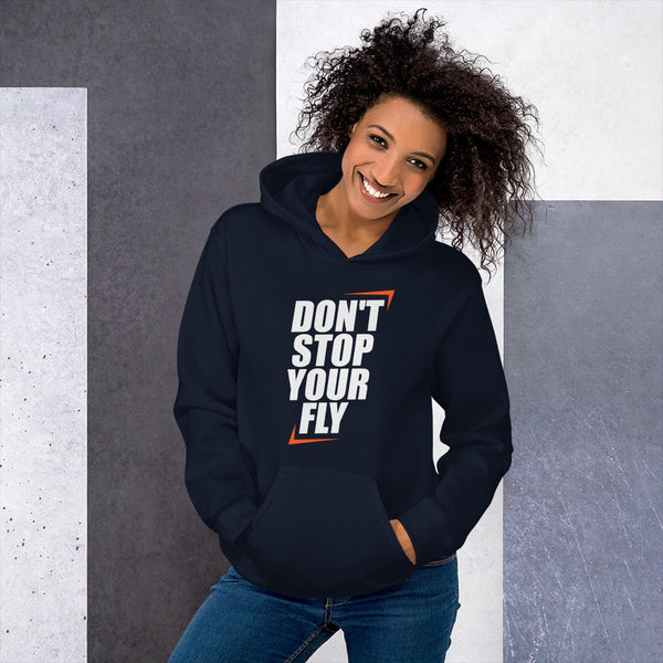 Don't Stop Your Fly Unisex Hoodie W/White Letters-Navy-S-Tiffy Rocks Apparel