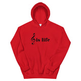 Music is Life Unisex Hoodie-Red-S-Tiffy Rocks Apparel