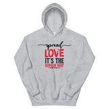 Spread Love Unisex Hoodie W/Black & Red Letters-Sport Grey-S-Tiffy Rocks Apparel