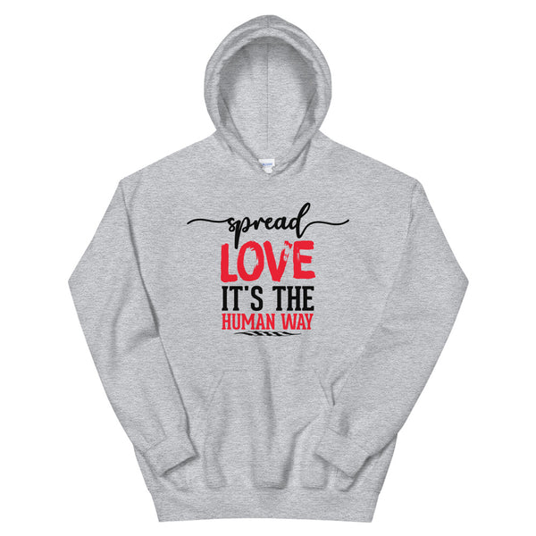 Spread Love Unisex Hoodie W/Black & Red Letters-Sport Grey-S-Tiffy Rocks Apparel