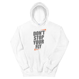 Don't Stop Your Fly Unisex Hoodie W/Grey Letters-White-S-Tiffy Rocks Apparel