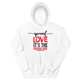 Spread Love Unisex Hoodie W/Black & Red Letters-White-S-Tiffy Rocks Apparel