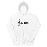 Music is Life Unisex Hoodie-White-S-Tiffy Rocks Apparel