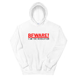 Beware I Am The Revolution Unisex Hoodie W/Red & Black Letters-White-S-Tiffy Rocks Apparel