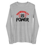 Vulnerability is Power Unisex Long Sleeve Tee-Athletic Heather-XS-Tiffy Rocks Apparel