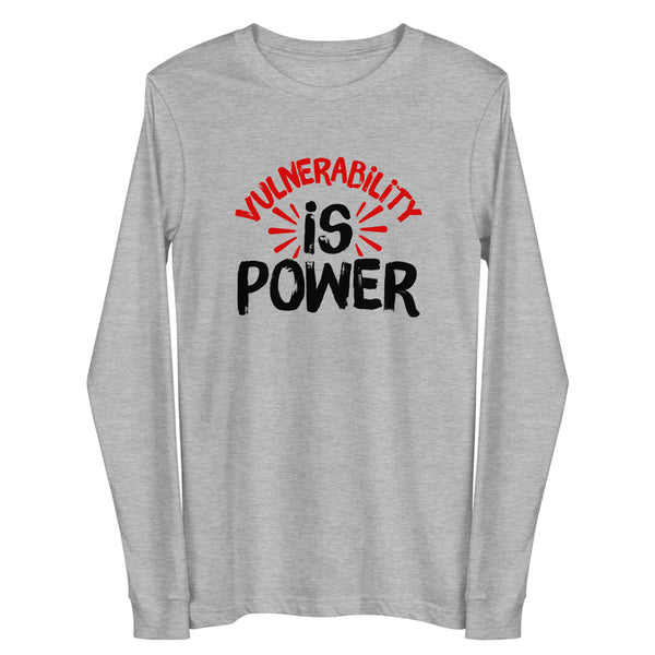 Vulnerability is Power Unisex Long Sleeve Tee-Athletic Heather-XS-Tiffy Rocks Apparel