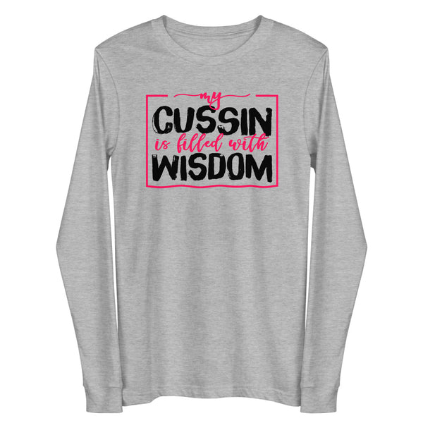 Cussin Wisdom Unisex Long Sleeve Tee-Athletic Heather-S-Tiffy Rocks Apparel